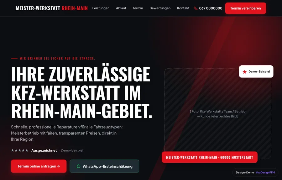 Web-Design-Beispiel, Stufe Premium, Kfz-Werkstatt